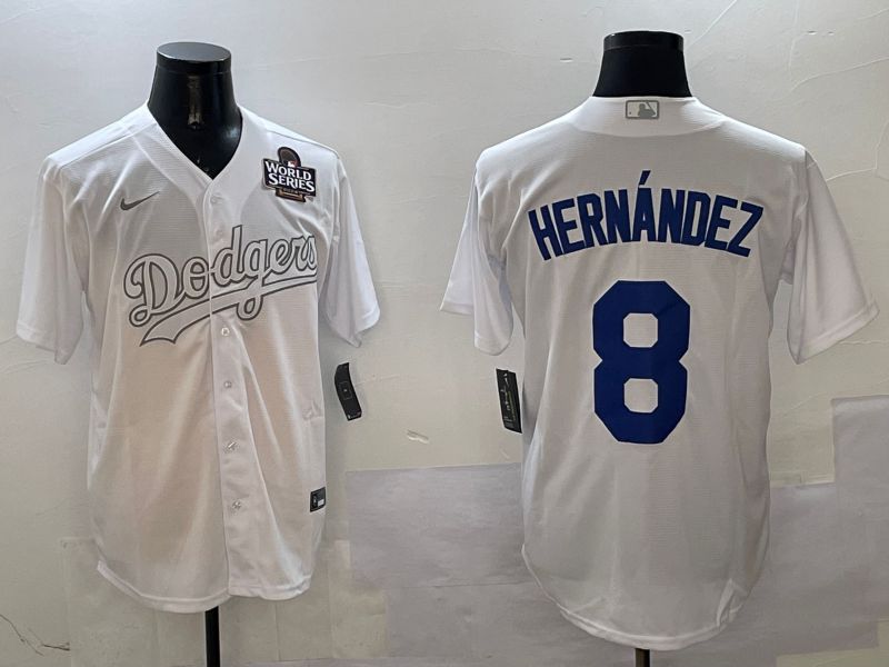 Men Los Angeles Dodgers #8 Hernandez White Fashion Edition Game 2025 Nike MLB Jersey style 4->los angeles dodgers->MLB Jersey